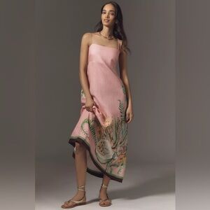 NWT Anthropologie ALÉMAIS Papaya Sleeveless Linen Midi Sundress Size 0